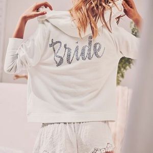 Victoria’s Secret I Do White Bride Zip Up Sweathshirt Size Small